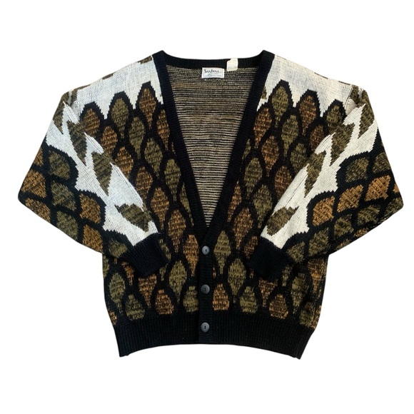 Vintage 90s Santana Abstract Pattern Knit Cardigan Sweater Size XL - Picture 1 of 6